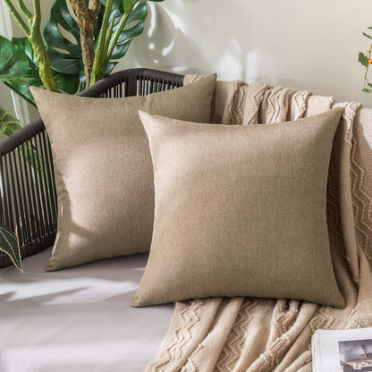 Decorative Outdoor Solid Waterproof Throw Pillow Covers- 2 Pack