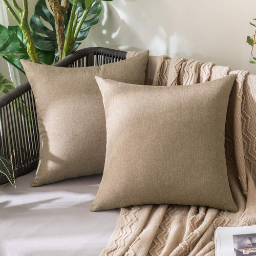 Decorative Outdoor Solid Waterproof Throw Pillow Covers- 2 Pack