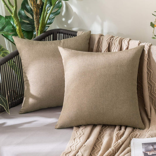 Decorative Outdoor Solid Waterproof Throw Pillow Covers- 2 Pack