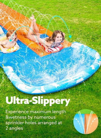 22.5Ft Water Slide and 2 Bodyboards, Lawn Water Slide Summer Slip Waterslides