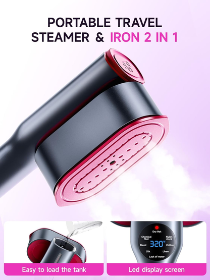 2-in-1 Handheld Steamer & Iron for Clothes — 1200W, 15-Second Heat-Up, Travel-Ready