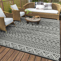 Outdoor Rug Carpet Waterproof 5X8 Outdoor Patio Rug Mat Reverisble Plastic Straw Outdoor Rug for RV Camping Picnic Beach Balcony Boho Grey