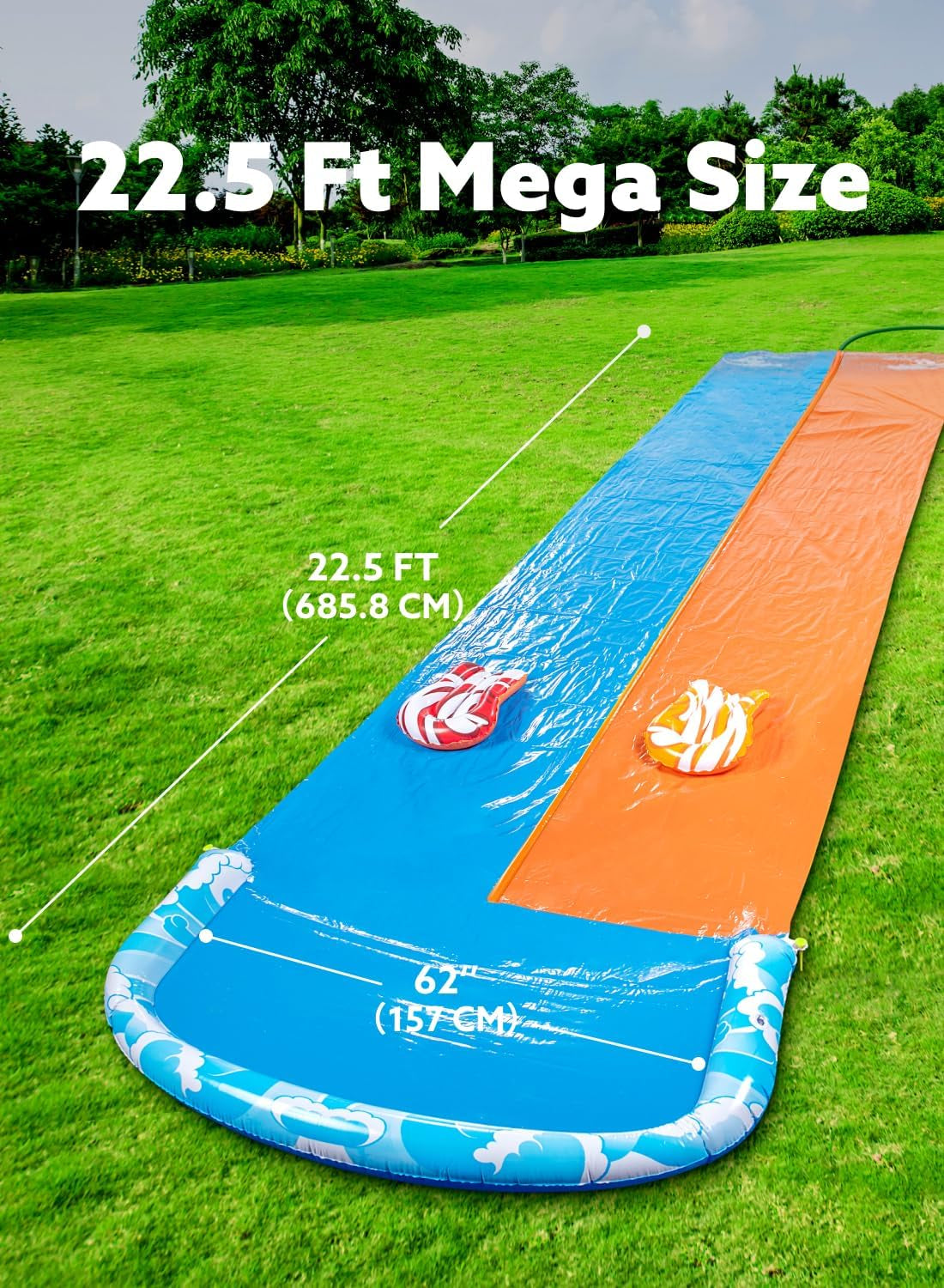 22.5Ft Water Slide and 2 Bodyboards, Lawn Water Slide Summer Slip Waterslides