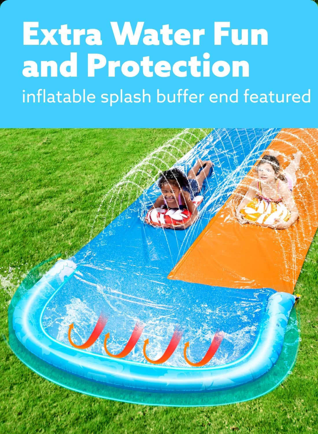 22.5Ft Water Slide and 2 Bodyboards, Lawn Water Slide Summer Slip Waterslides