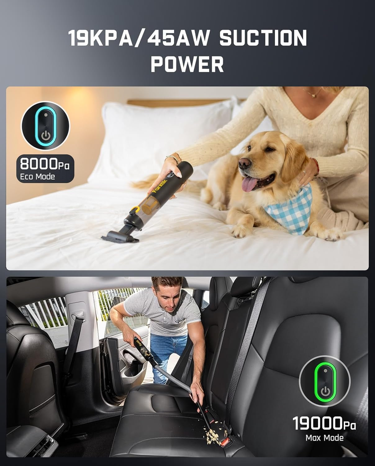 Slim V8 APEX Car Vacuum, 4-In-1 Portable Mini Cordless Vacuum Type-C Charge