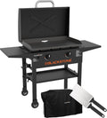 Blackstone 2450AZ 28" Omnivore Griddle with Hood Bundle | Includes 28" Griddle with Hood, Soft Cover, and Two Spatulas, Two Burner, Propane