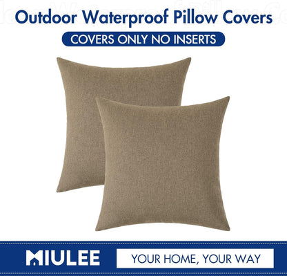 Decorative Outdoor Solid Waterproof Throw Pillow Covers- 2 Pack