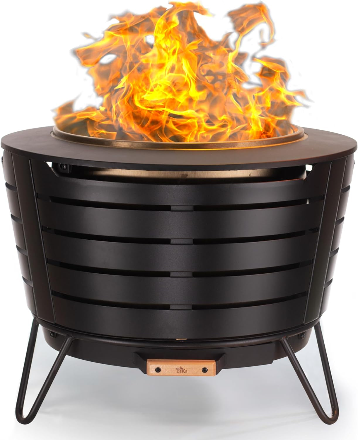 Patio Smokeless Outdoor Fire Pit, 25-Inch Wood-Burning Bonfire with Removable Ash Pan, Stand, and Weather-Resistant Cover