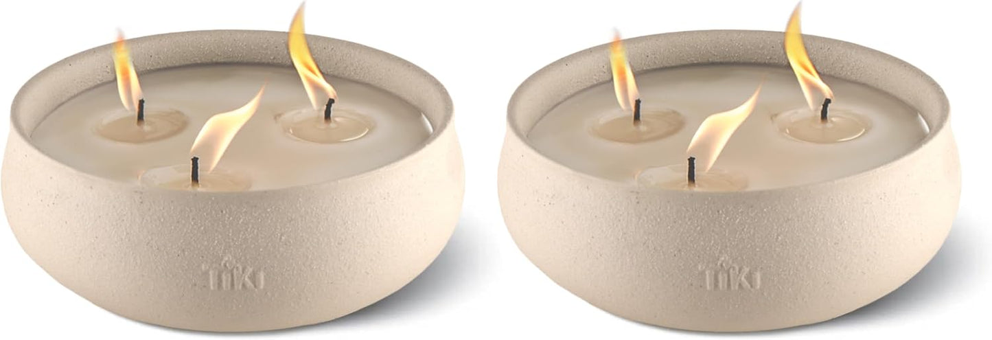 Citronella Candle 2-Pack – 7-Inch White Wax Bowl with Concrete Finish – Outdoor Decorative Candles for Patio, Deck, Garden, Backyard & Camping