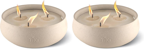 Citronella Candle 2-Pack – 7-Inch White Wax Bowl with Concrete Finish – Outdoor Decorative Candles for Patio, Deck, Garden, Backyard & Camping