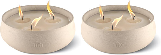 Citronella Candle 2-Pack – 7-Inch White Wax Bowl with Concrete Finish – Outdoor Decorative Candles for Patio, Deck, Garden, Backyard & Camping