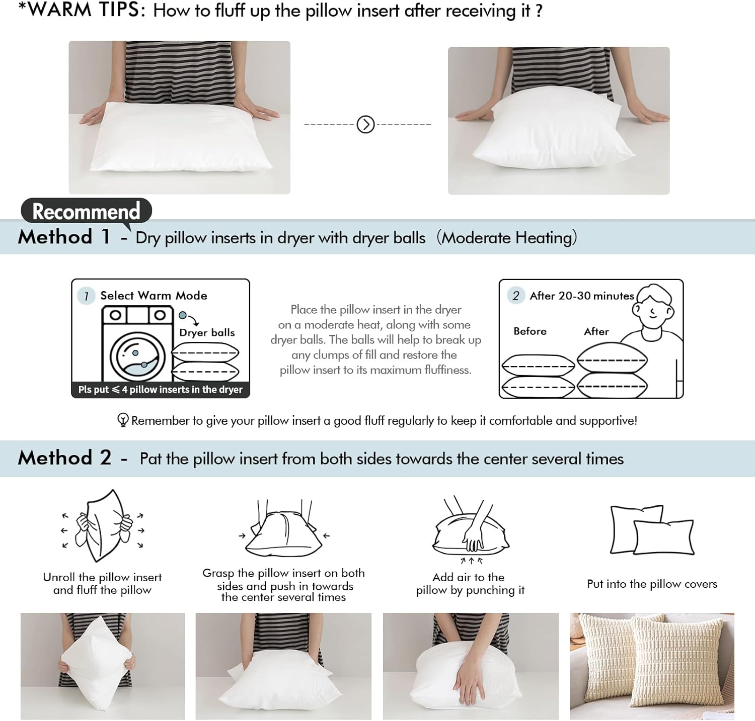 18X18 Outdoor Pillow Inserts - 2 Pack