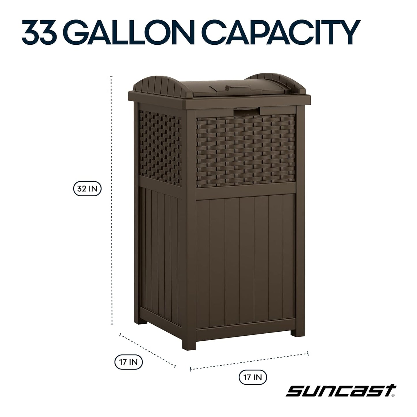 33 Gallon Commercial Outdoor Trashcan Hideaway w/ Lid for 30 to 33 Gallon Trash Bags