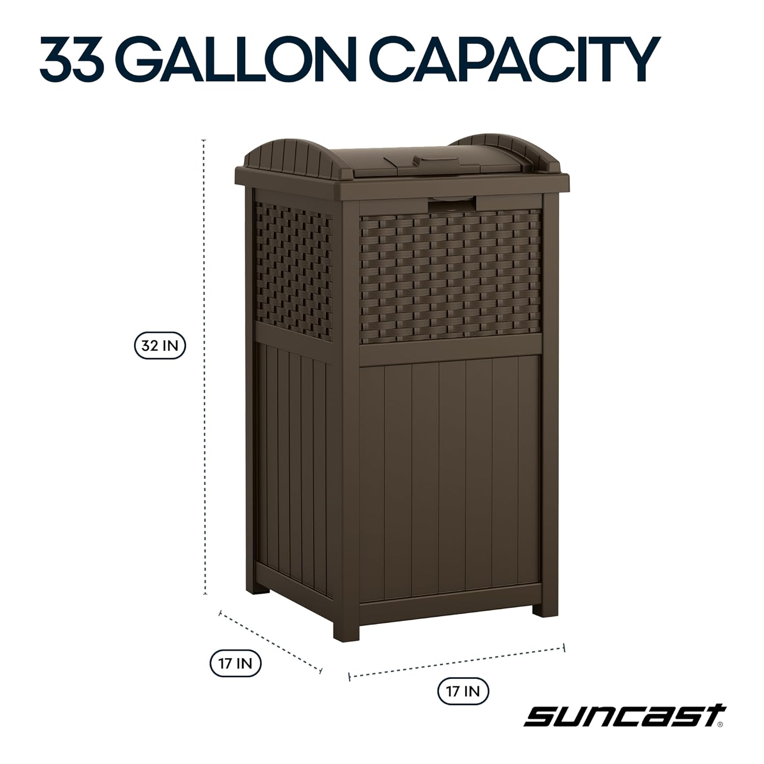 33 Gallon Commercial Outdoor Trashcan Hideaway w/ Lid for 30 to 33 Gallon Trash Bags