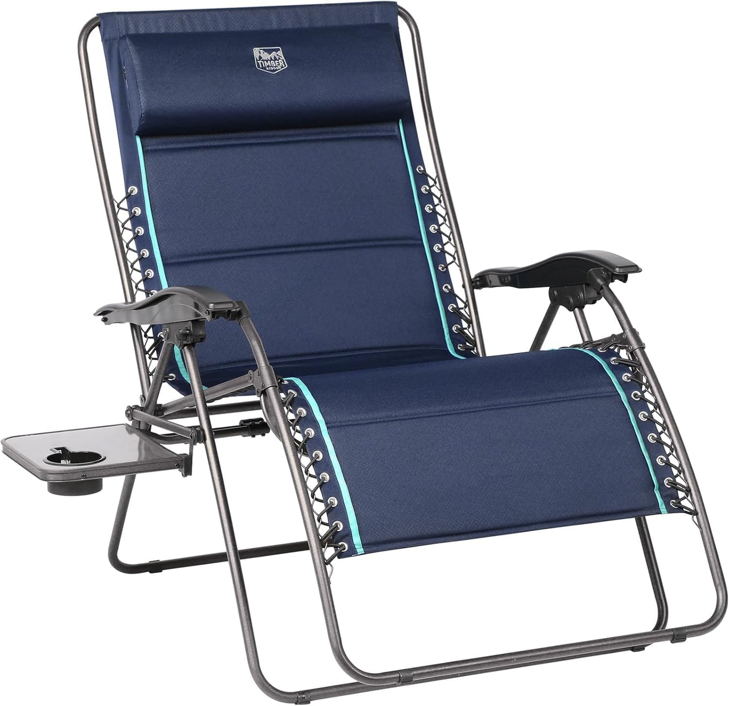 Oversized Zero Gravity Chair, 33In Wide XXL Zero Gravity Reclining Chair with Side Table, Full Padded Lounge Chair for Outdoor Camping Patio Lawn, Heavy Duty Supports 500Lbs, Grey-1 Pack