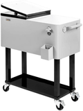 80-Quart Rolling Cooler Cart — Patio Bar with Shelf & Bottle Opener