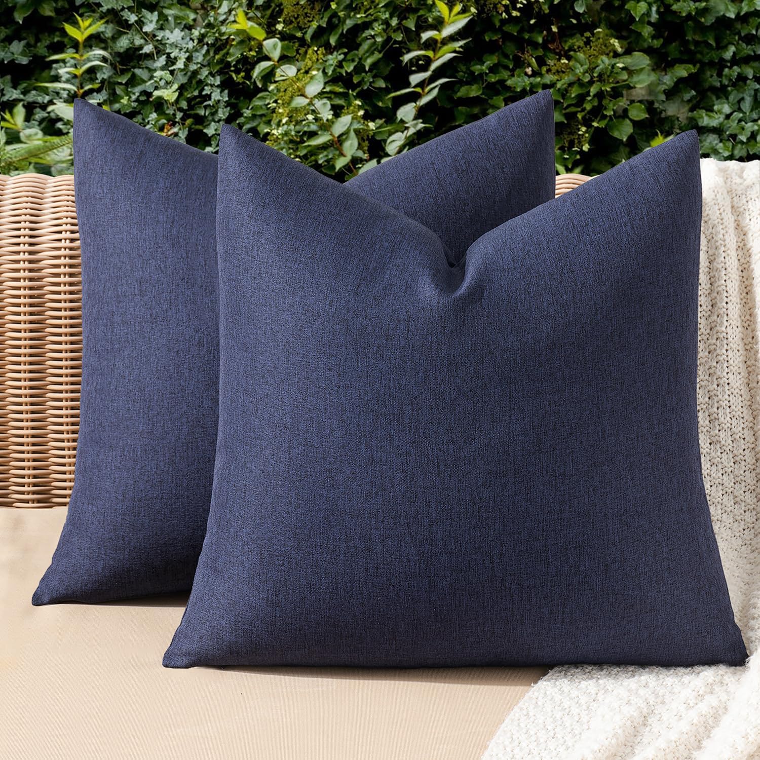 Decorative Outdoor Solid Waterproof Throw Pillow Covers- 2 Pack