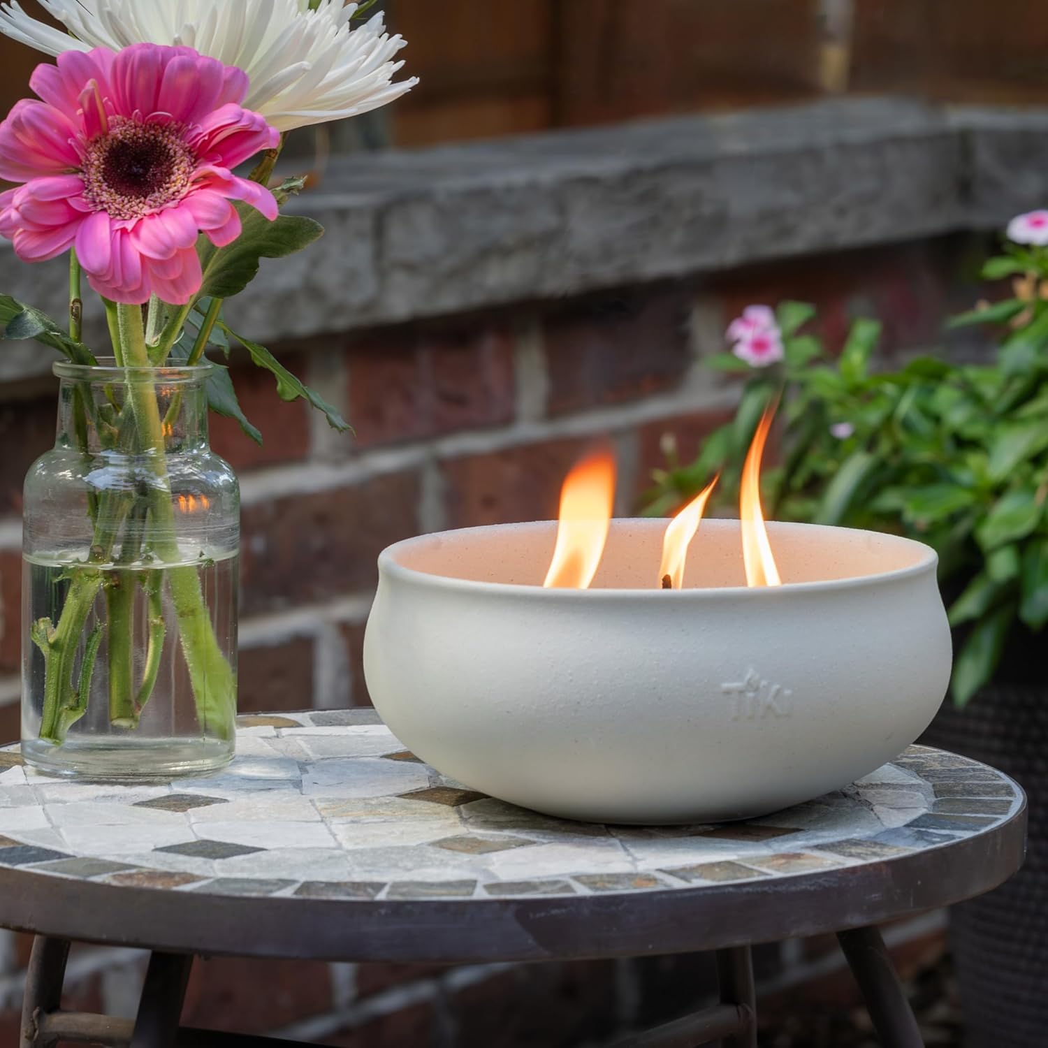 Citronella Candle 2-Pack – 7-Inch White Wax Bowl with Concrete Finish – Outdoor Decorative Candles for Patio, Deck, Garden, Backyard & Camping