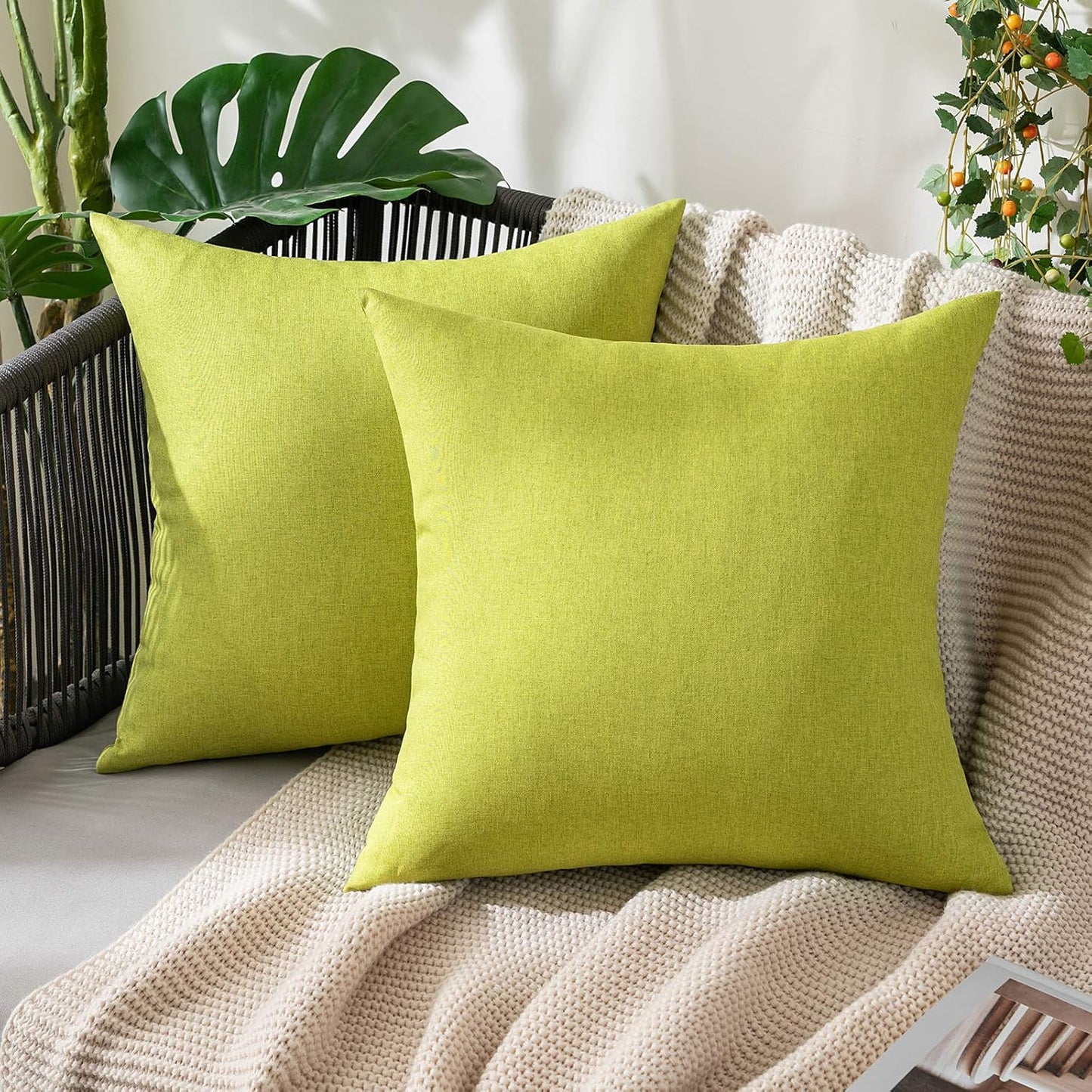 Decorative Outdoor Solid Waterproof Throw Pillow Covers- 2 Pack