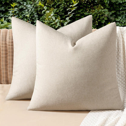 Decorative Outdoor Solid Waterproof Throw Pillow Covers- 2 Pack