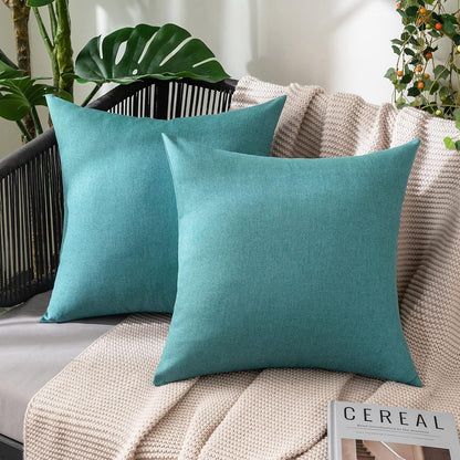 Decorative Outdoor Solid Waterproof Throw Pillow Covers- 2 Pack
