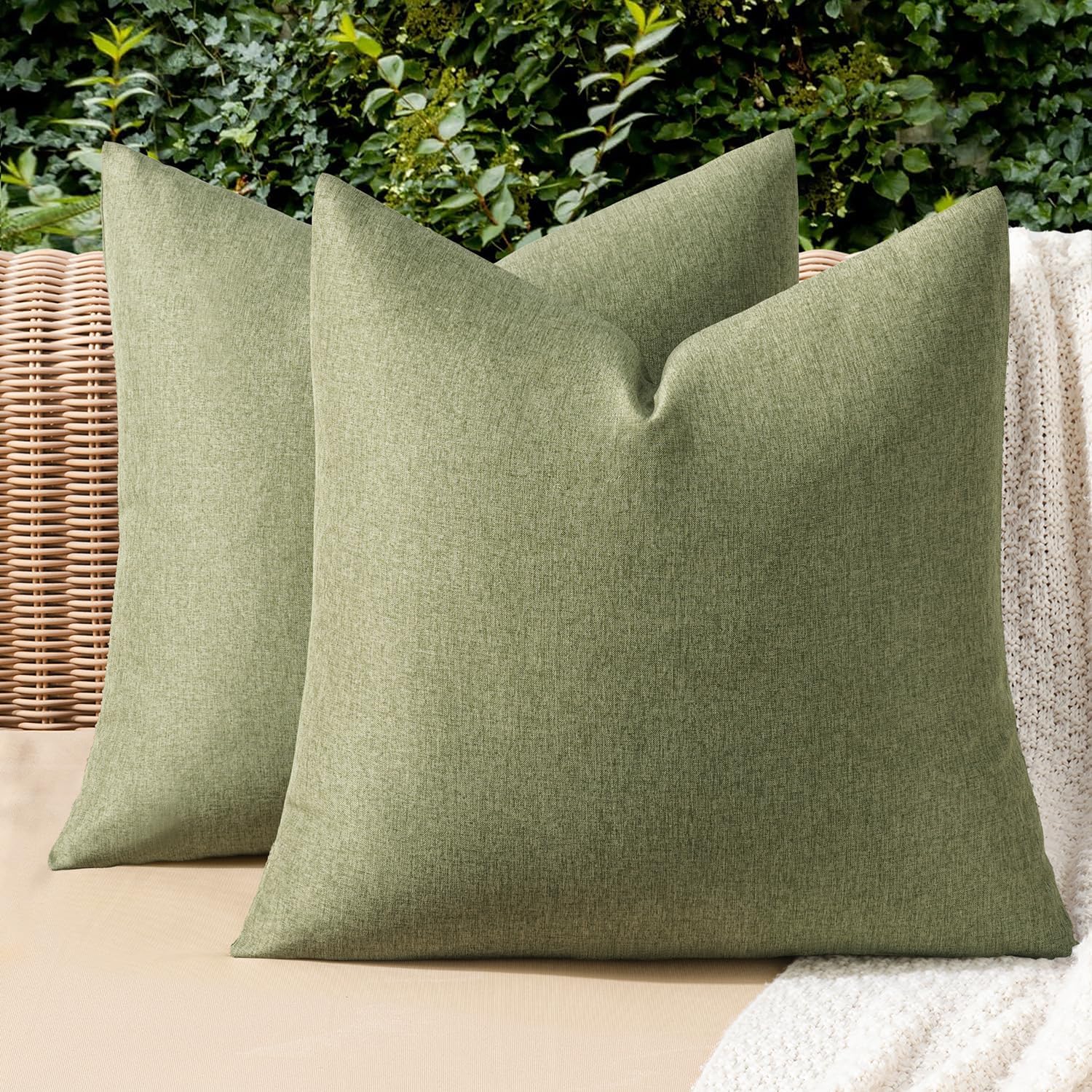 Decorative Outdoor Solid Waterproof Throw Pillow Covers- 2 Pack