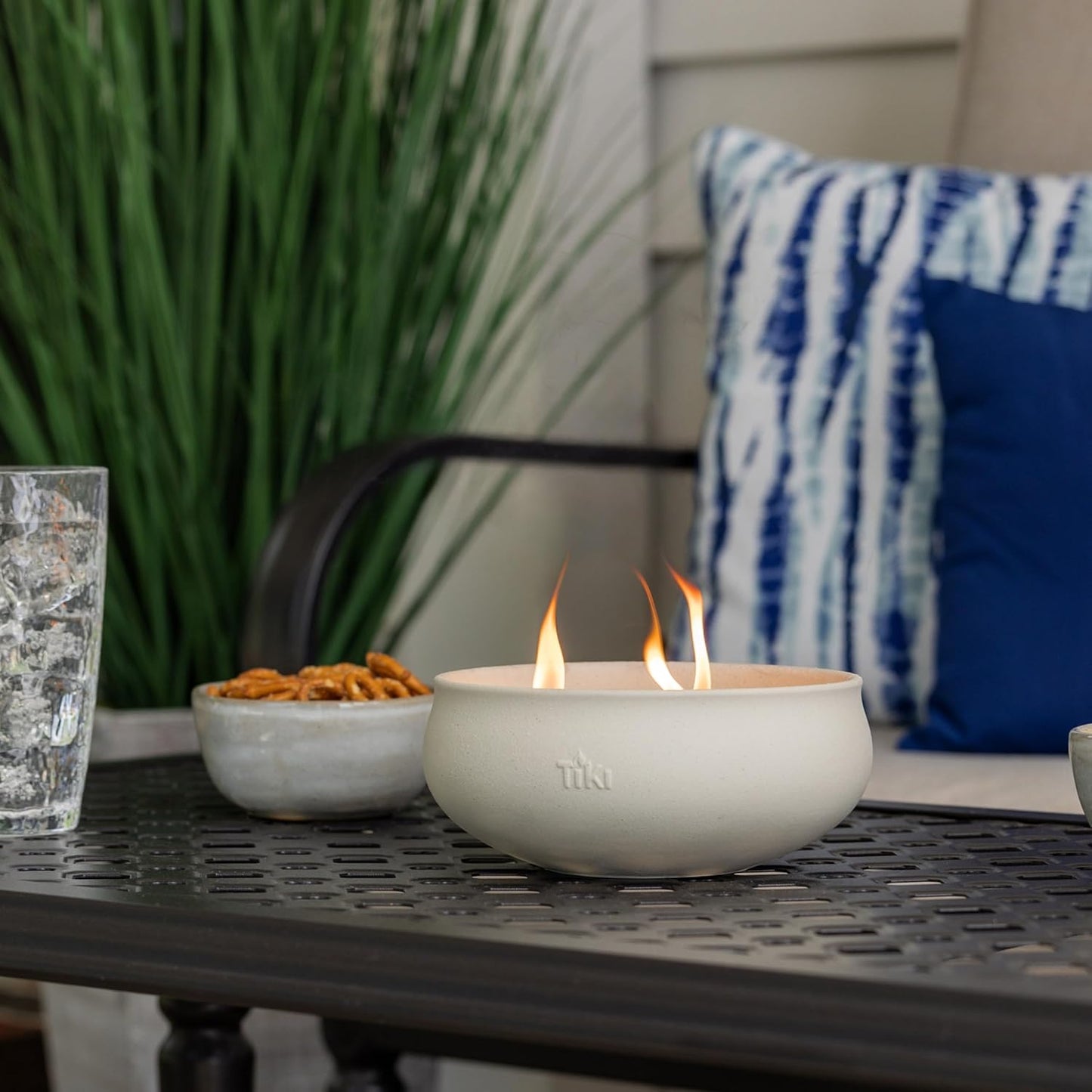 Citronella Candle 2-Pack – 7-Inch White Wax Bowl with Concrete Finish – Outdoor Decorative Candles for Patio, Deck, Garden, Backyard & Camping