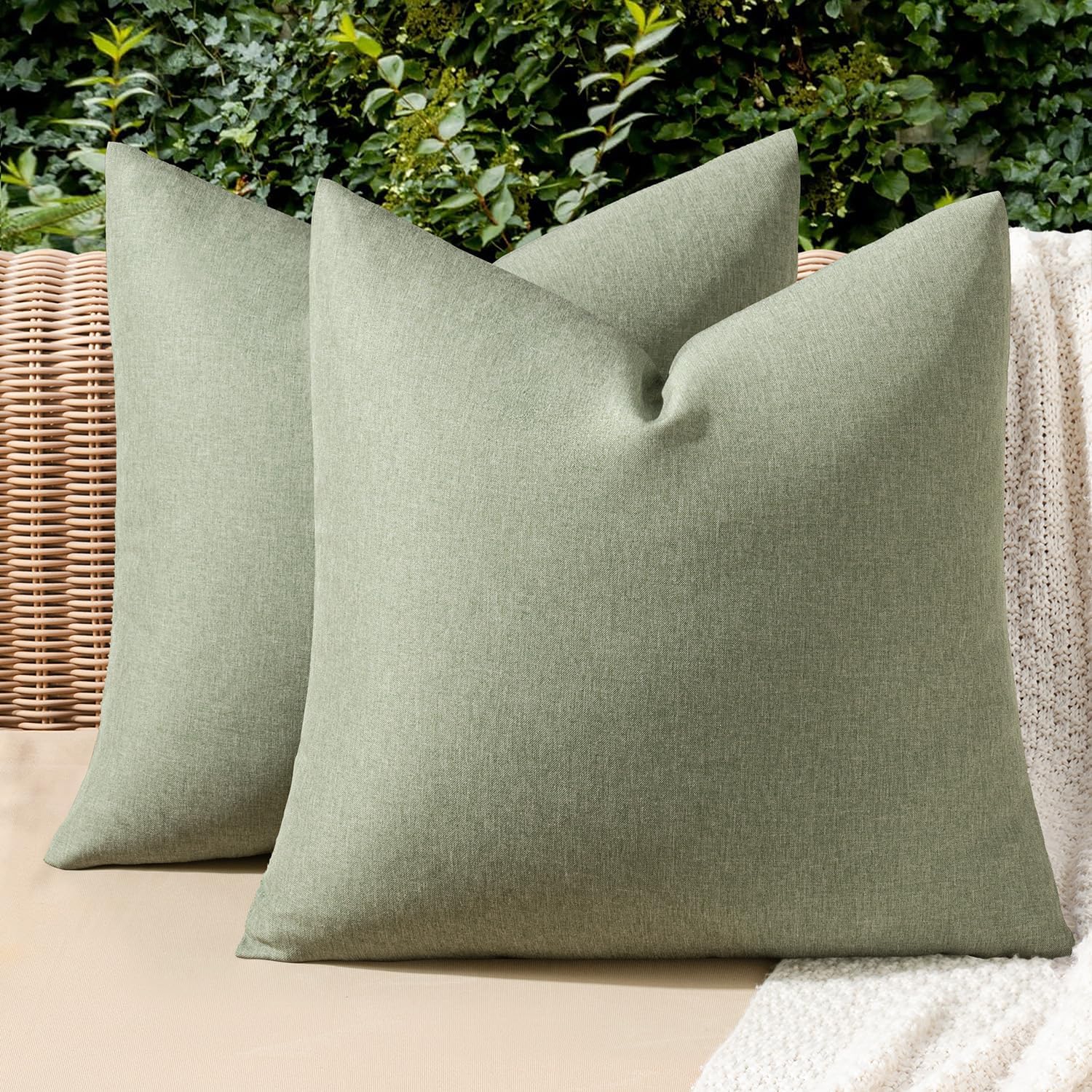 Decorative Outdoor Solid Waterproof Throw Pillow Covers- 2 Pack