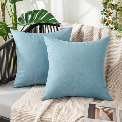 Decorative Outdoor Solid Waterproof Throw Pillow Covers- 2 Pack