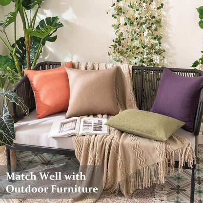 Decorative Outdoor Solid Waterproof Throw Pillow Covers- 2 Pack