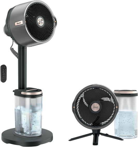 Shark Flexbreeze Pro Mist Fan, Indoor & Outdoor Oscillating Cooling Fan with Misting for Home & Patio, Floor & Tabletop, Portable Cordless & Corded, 24Hr Battery, Remote, Charcoal Grey, FA302​
