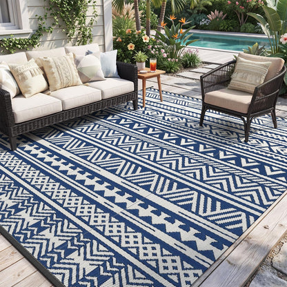 Outdoor Rug Carpet Waterproof 5X8 Outdoor Patio Rug Mat Reverisble Plastic Straw Outdoor Rug for RV Camping Picnic Beach Balcony Boho Grey
