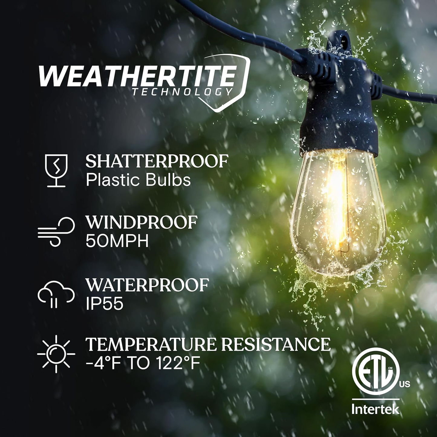 Brightech Ambience Pro Solar Outdoor String Lights — Edison Bulbs, 27ft or 48ft