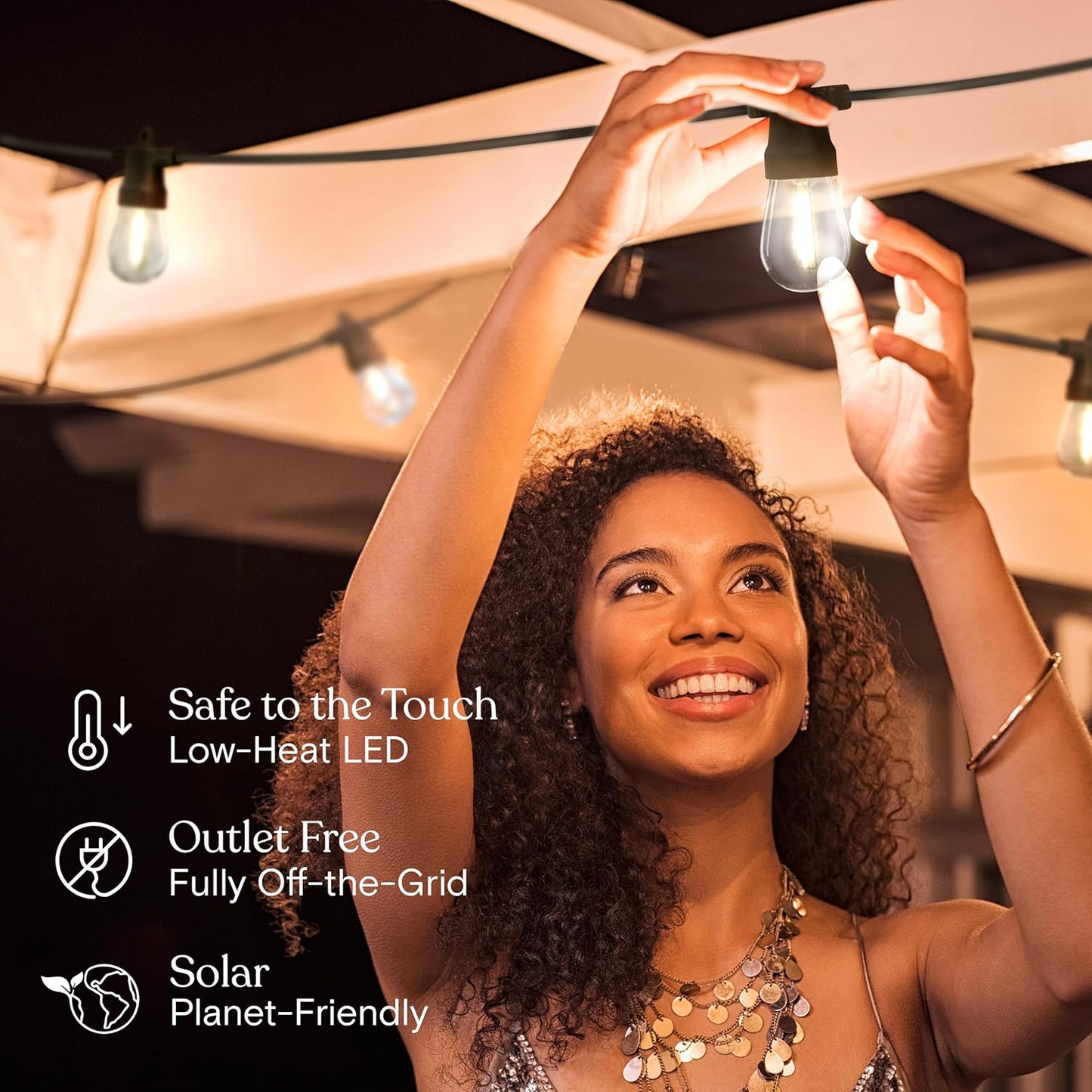 Brightech Ambience Pro Solar Outdoor String Lights — Edison Bulbs, 27ft or 48ft