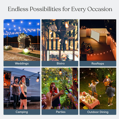 Brightech Ambience Pro Solar Outdoor String Lights — Edison Bulbs, 27ft or 48ft