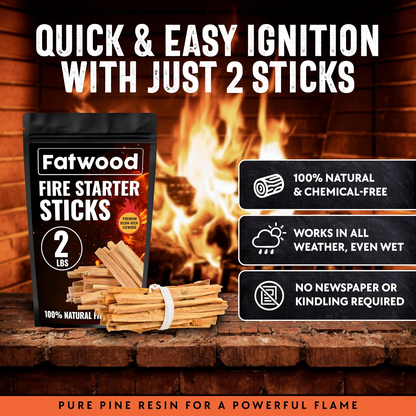 Fatwood Fire Starter Sticks — 100% Natural, Resin-Rich Kindling