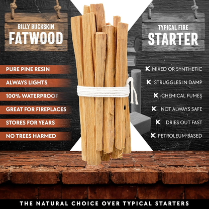 Fatwood Fire Starter Sticks — 100% Natural, Resin-Rich Kindling
