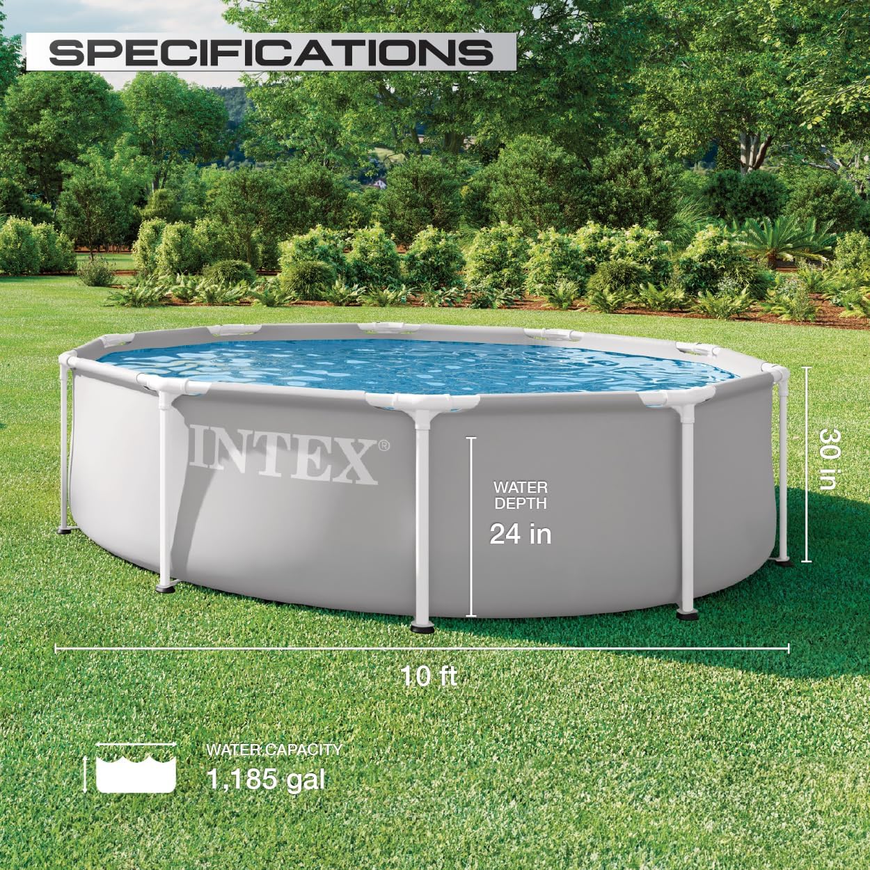 Intex Prism Frame Premium Above-Ground Pool Set — 10 ft x 30 in with Filter Pump