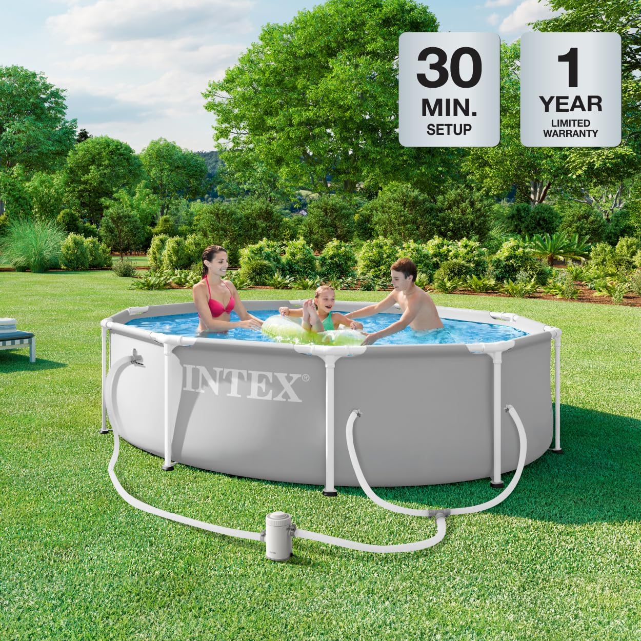 Intex Prism Frame Premium Above-Ground Pool Set — 10 ft x 30 in with Filter Pump