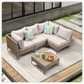 5-Piece Wicker Patio Conversation Set with Coffee Table — Beige