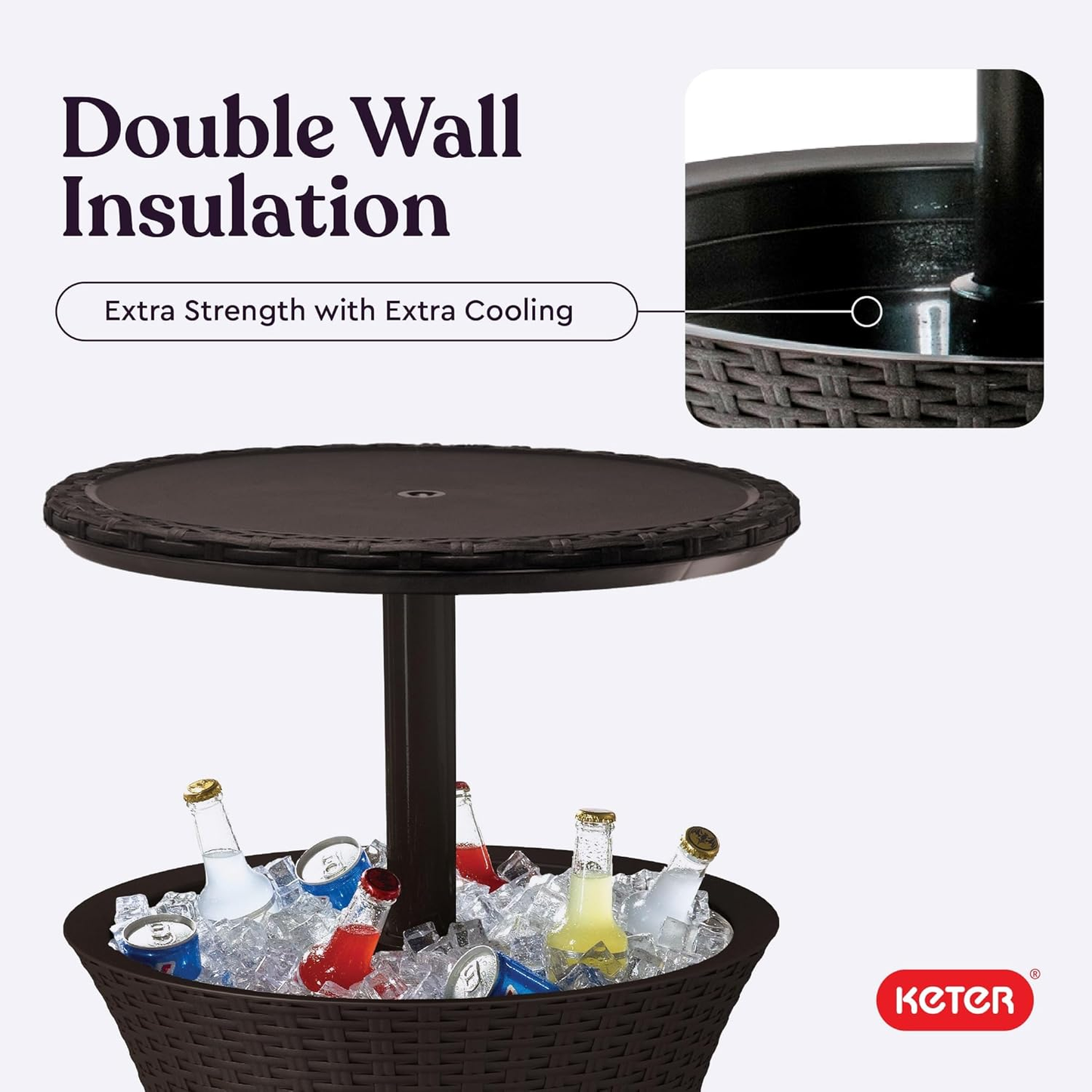 Keter Pacific Cool Bar — Outdoor Bar Table with 7.5-Gallon Hidden Cooler