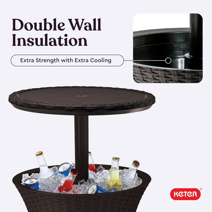 Keter Pacific Cool Bar — Outdoor Bar Table with 7.5-Gallon Hidden Cooler