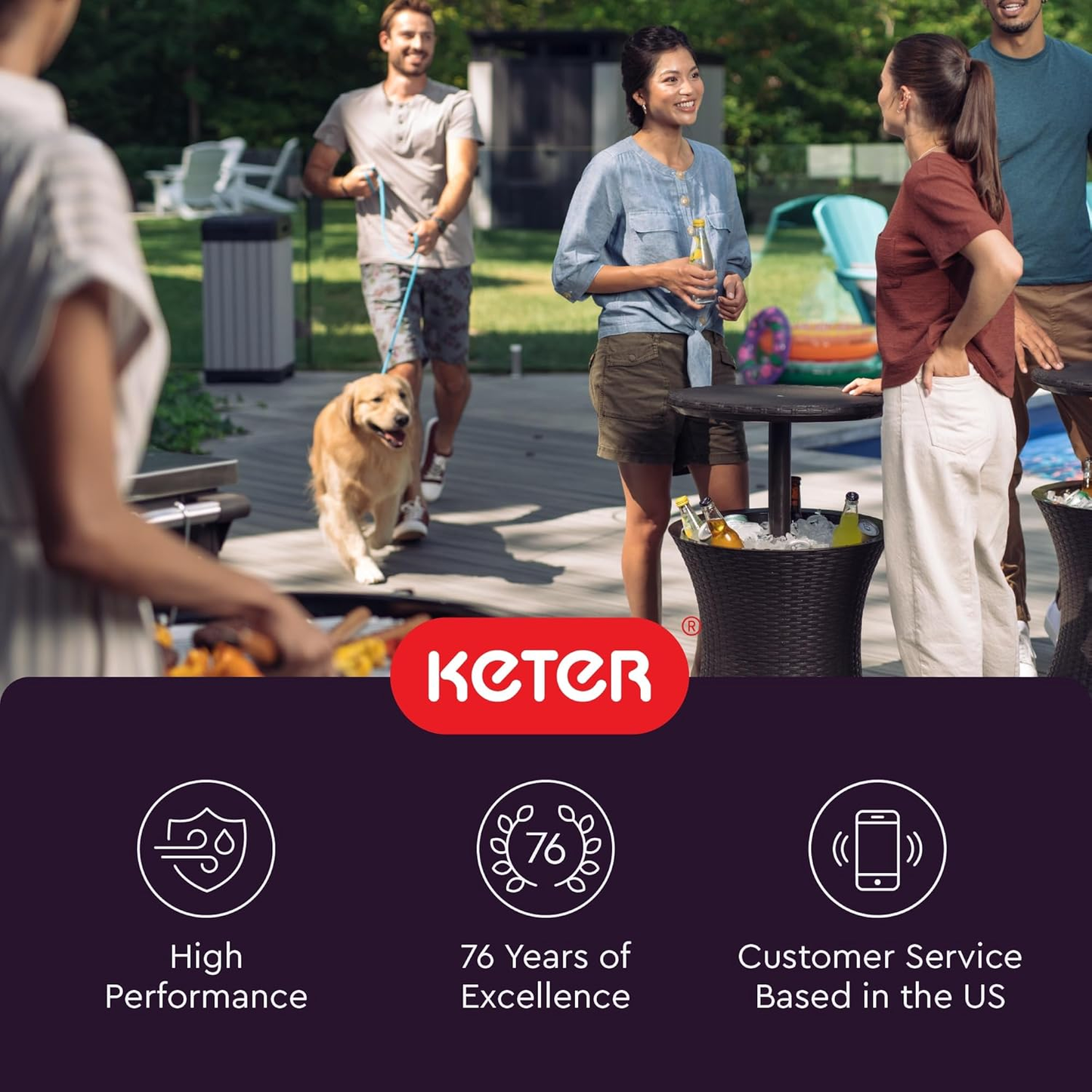 Keter Pacific Cool Bar — Outdoor Bar Table with 7.5-Gallon Hidden Cooler