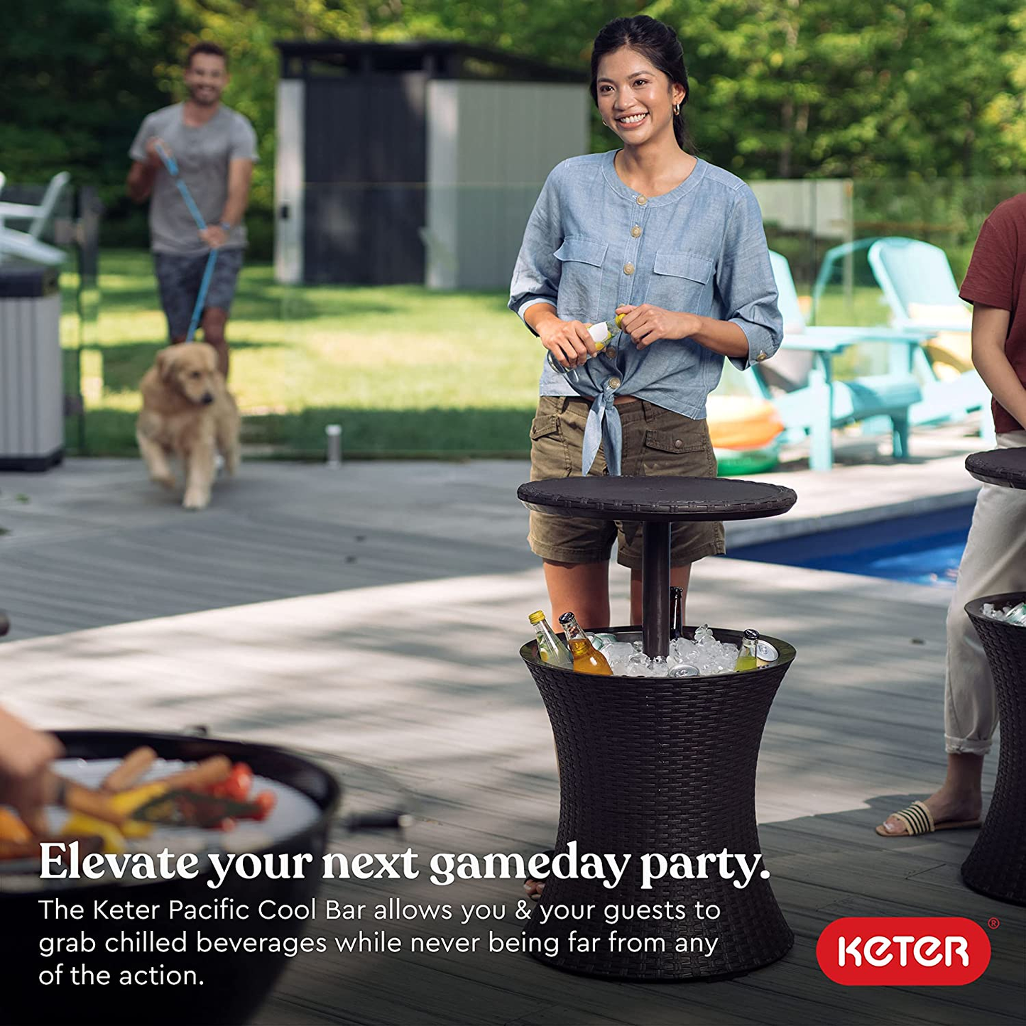 Keter Pacific Cool Bar — Outdoor Bar Table with 7.5-Gallon Hidden Cooler
