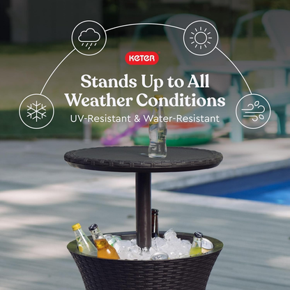 Keter Pacific Cool Bar — Outdoor Bar Table with 7.5-Gallon Hidden Cooler