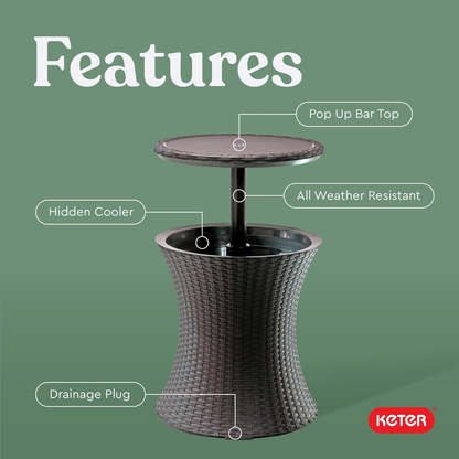Keter Pacific Cool Bar — Outdoor Bar Table with 7.5-Gallon Hidden Cooler