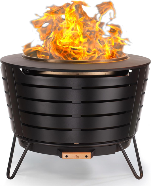 TIKI Brand Smokeless Outdoor Fire Pit — 25", Wood-Burning with Stand & Cover