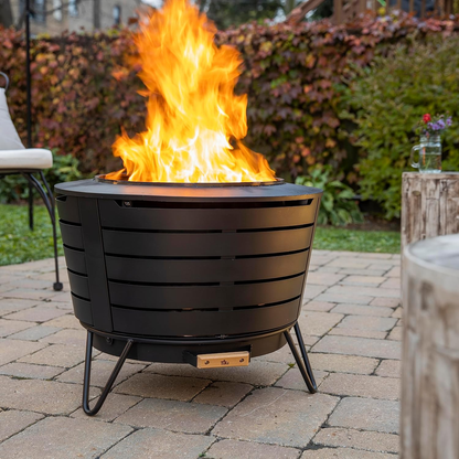 TIKI Brand Smokeless Outdoor Fire Pit — 25", Wood-Burning with Stand & Cover
