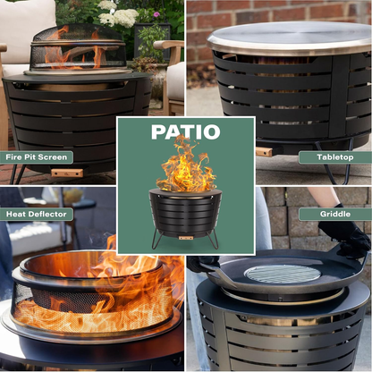 TIKI Brand Smokeless Outdoor Fire Pit — 25", Wood-Burning with Stand & Cover