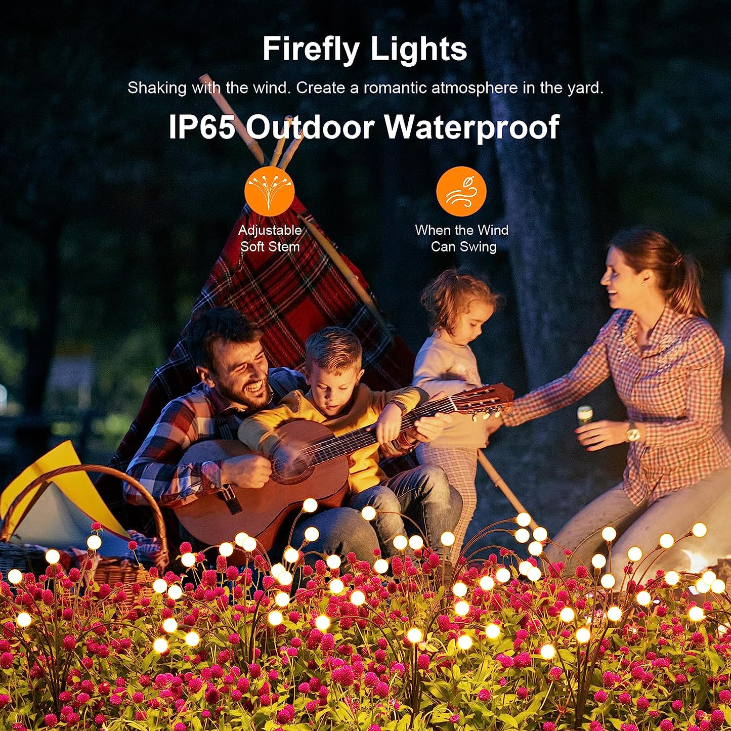 Solar Firefly Garden Lights — 32 LED Swaying Outdoor Lights, Set of 4